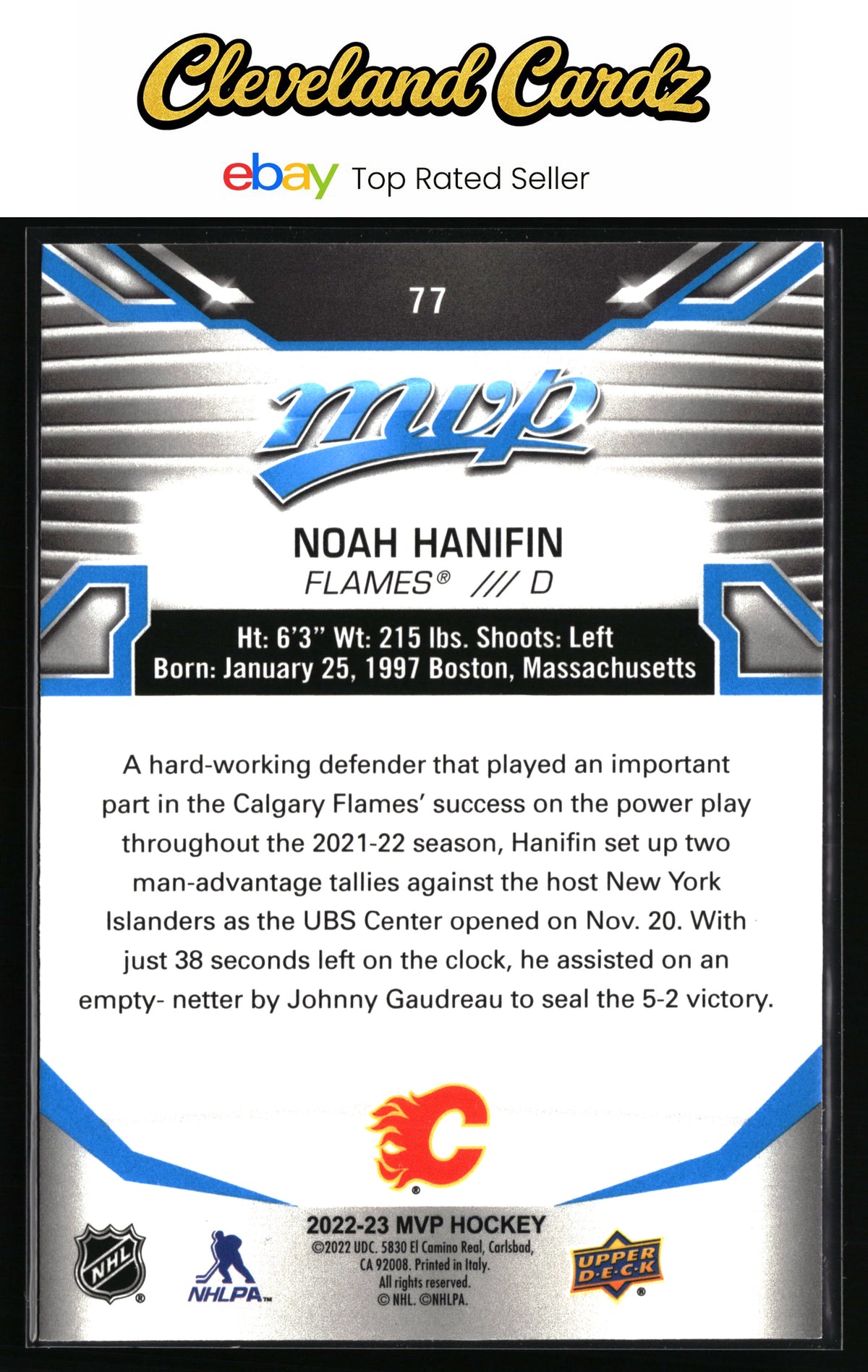 2022-23 Upper Deck MVP #77 Noah Hanifin