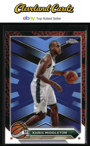 2023-24 Topps Chrome #67 Khris Middleton Blue Basketball Refractor
