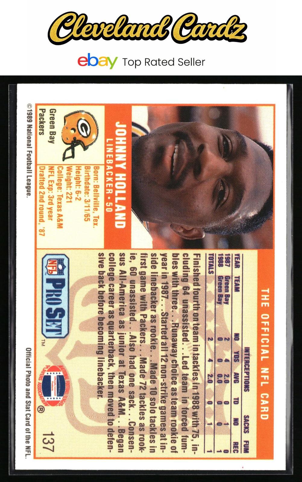 1989 Pro Set #137 Johnny Holland