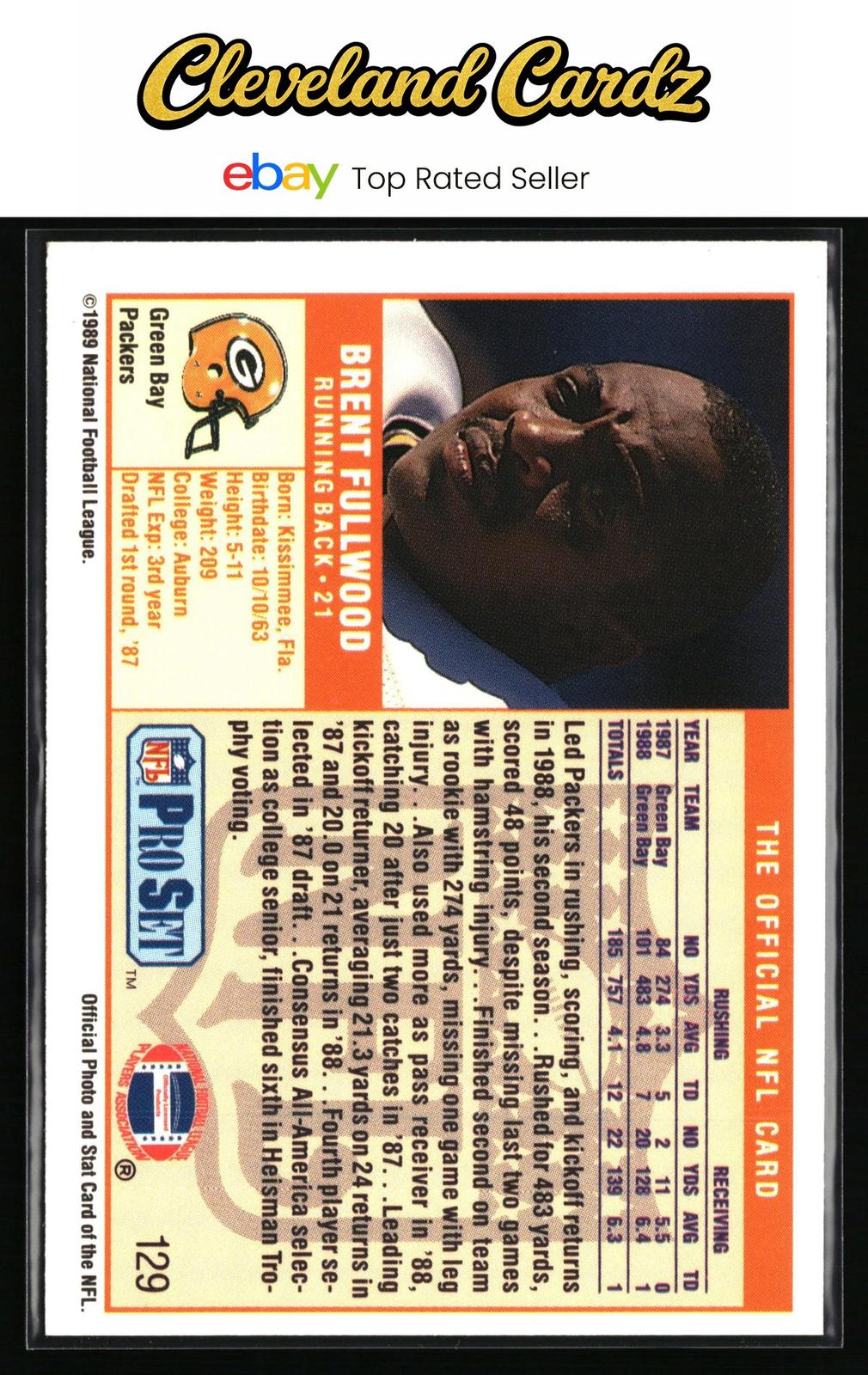 1989 Pro Set #129 Brent Fullwood