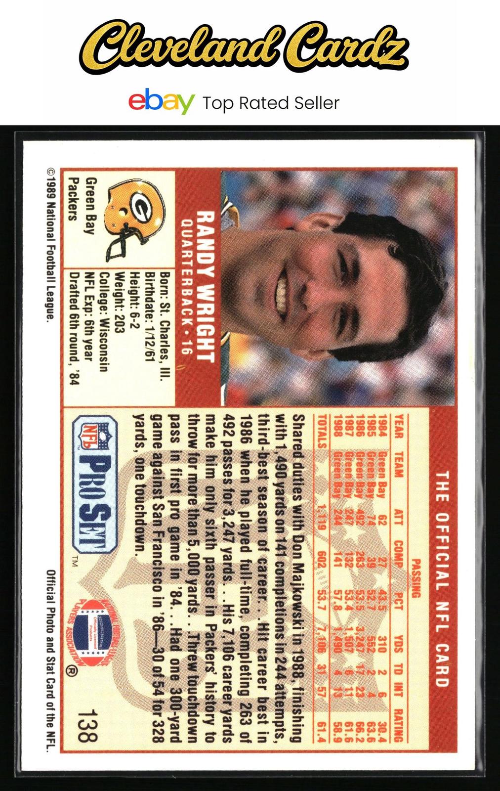 1989 Pro Set #138 Randy Wright