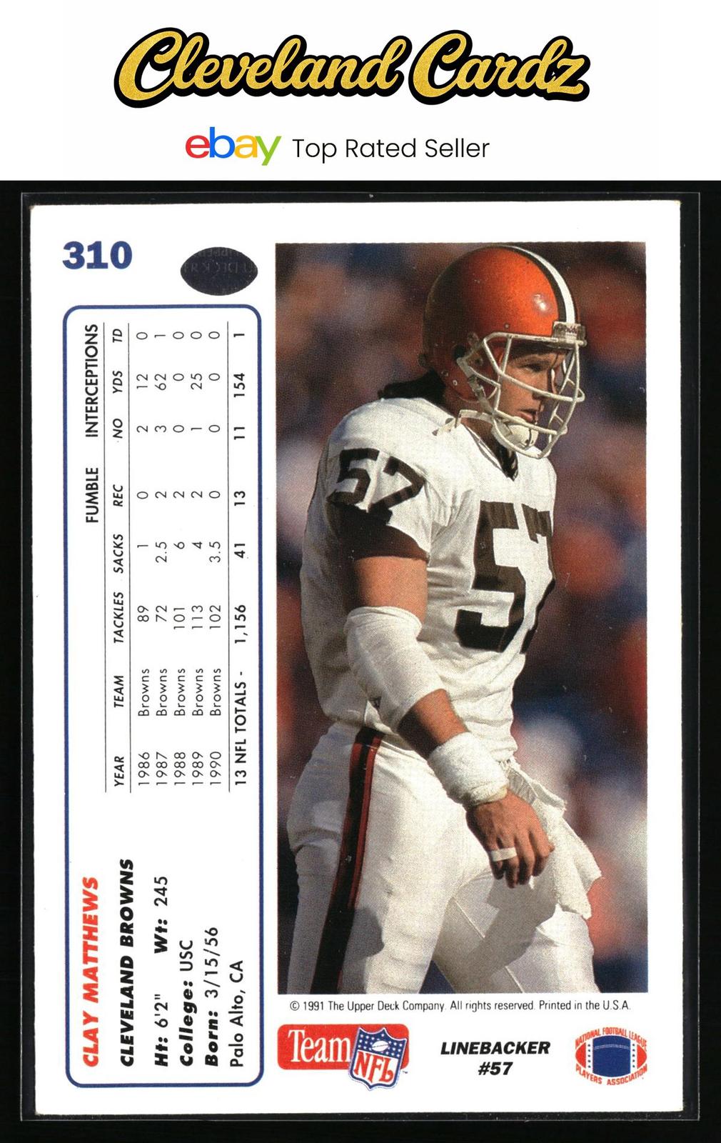 1991 Upper Deck #310 Clay Matthews