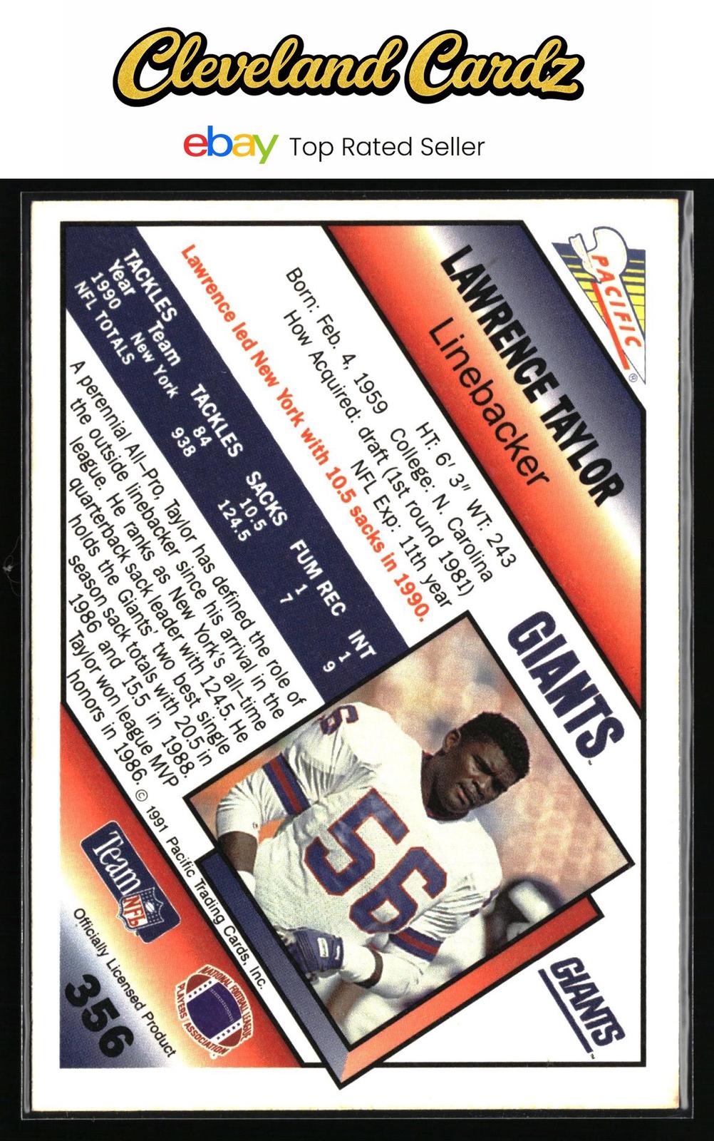 1991 Pacific #356 Lawrence Taylor