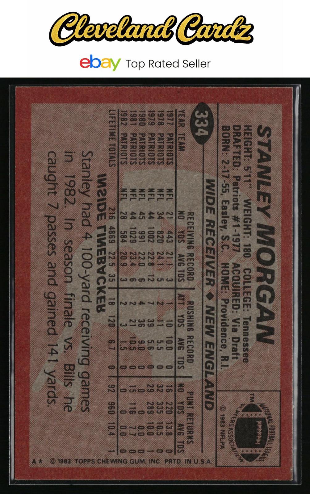 1983 Topps #334a Stanley Morgan