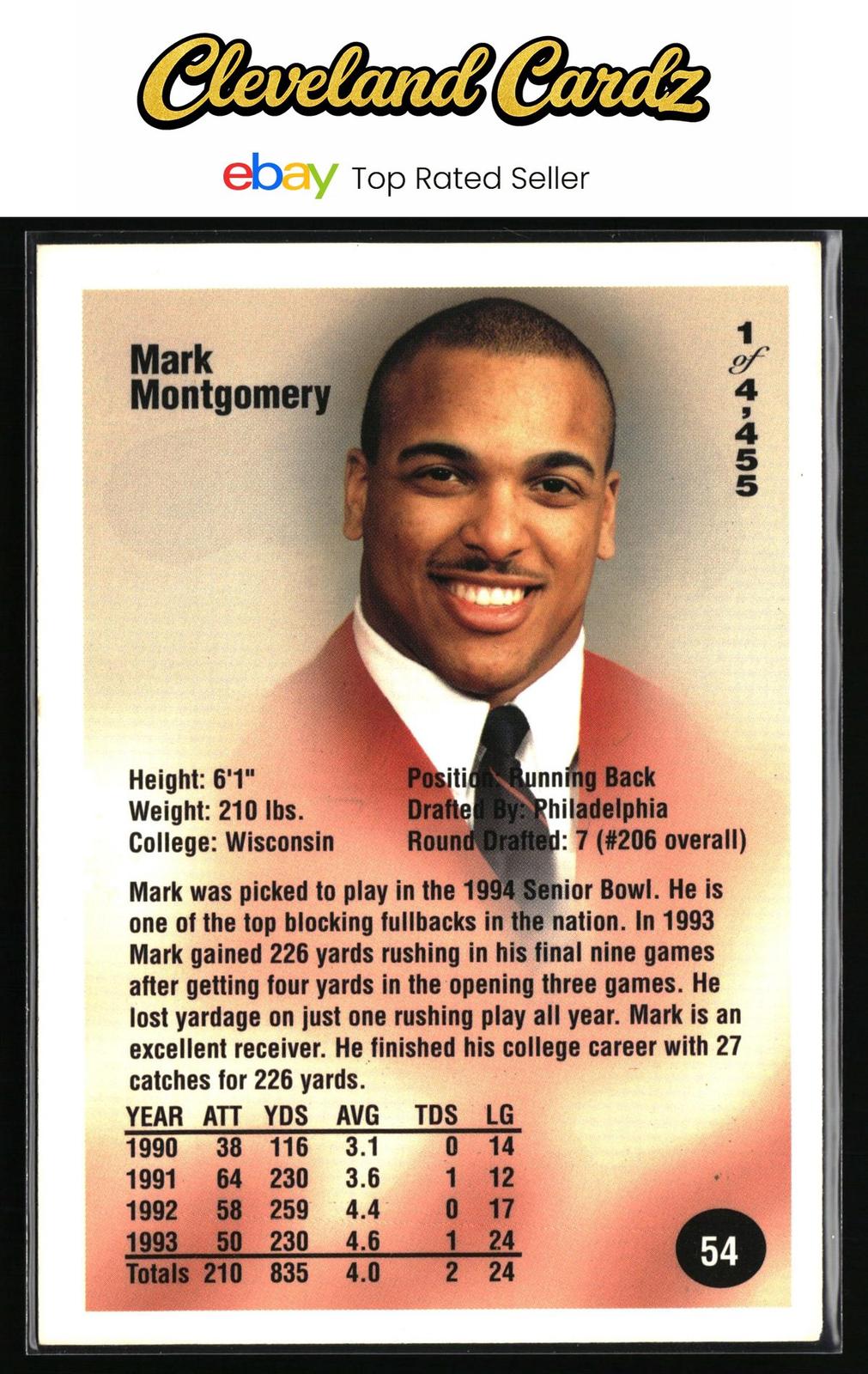 1994 Superior Rookies #54 Mark Montgomery