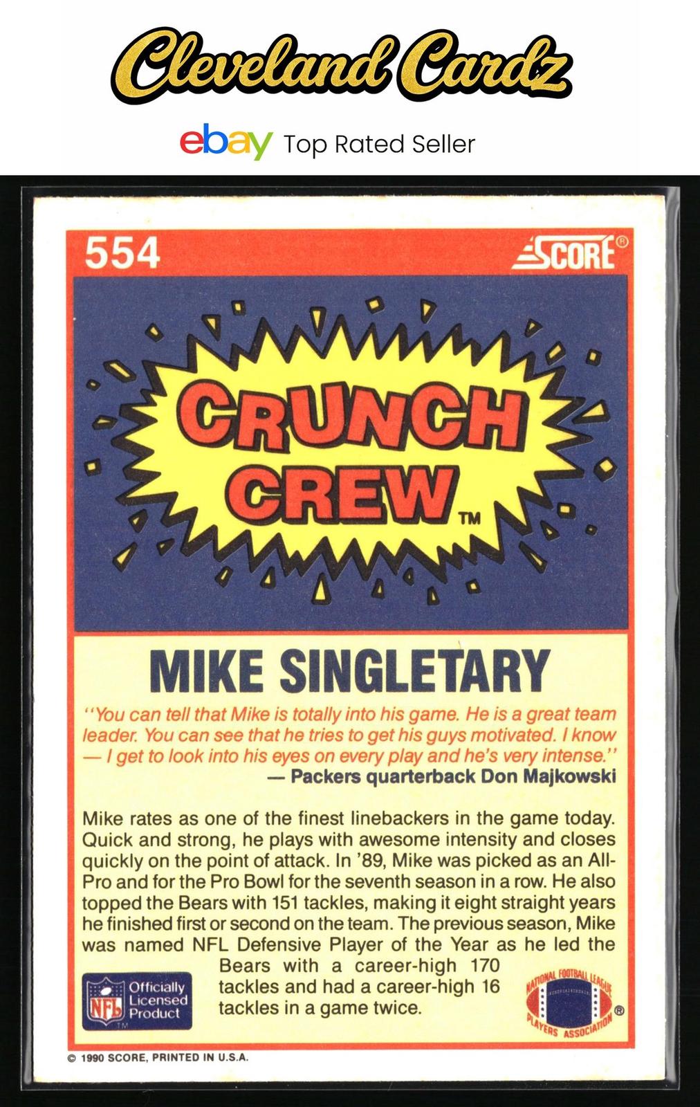 1990 Score #554 Mike Singletary