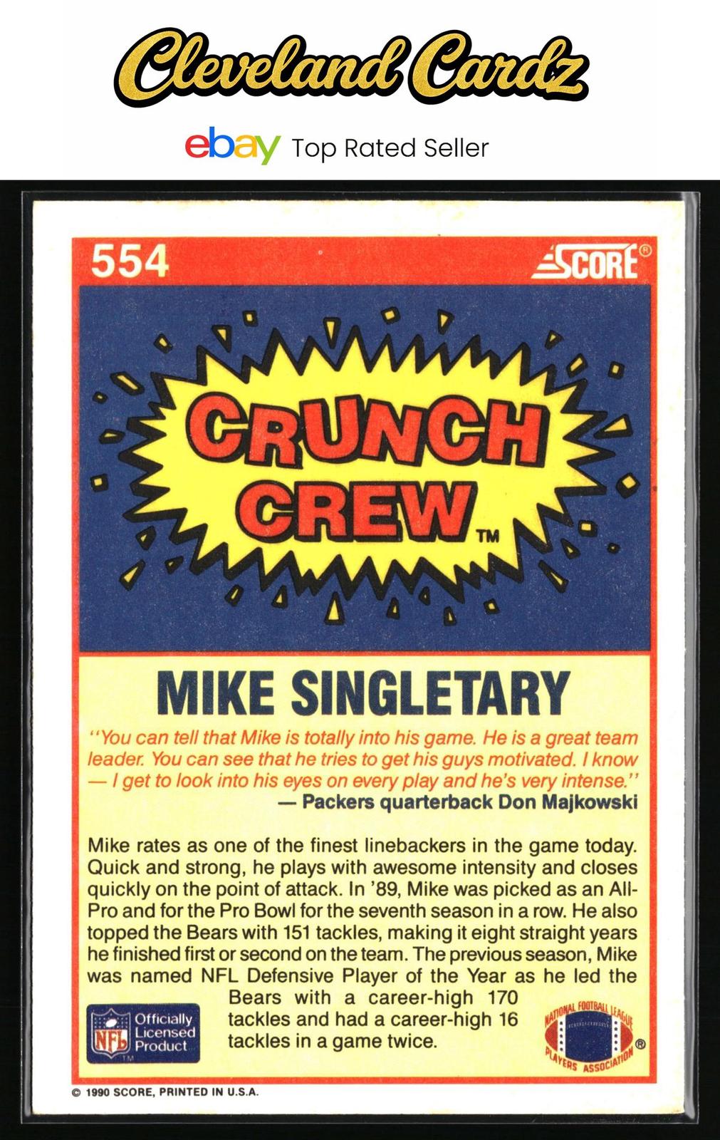 1990 Score #554 Mike Singletary