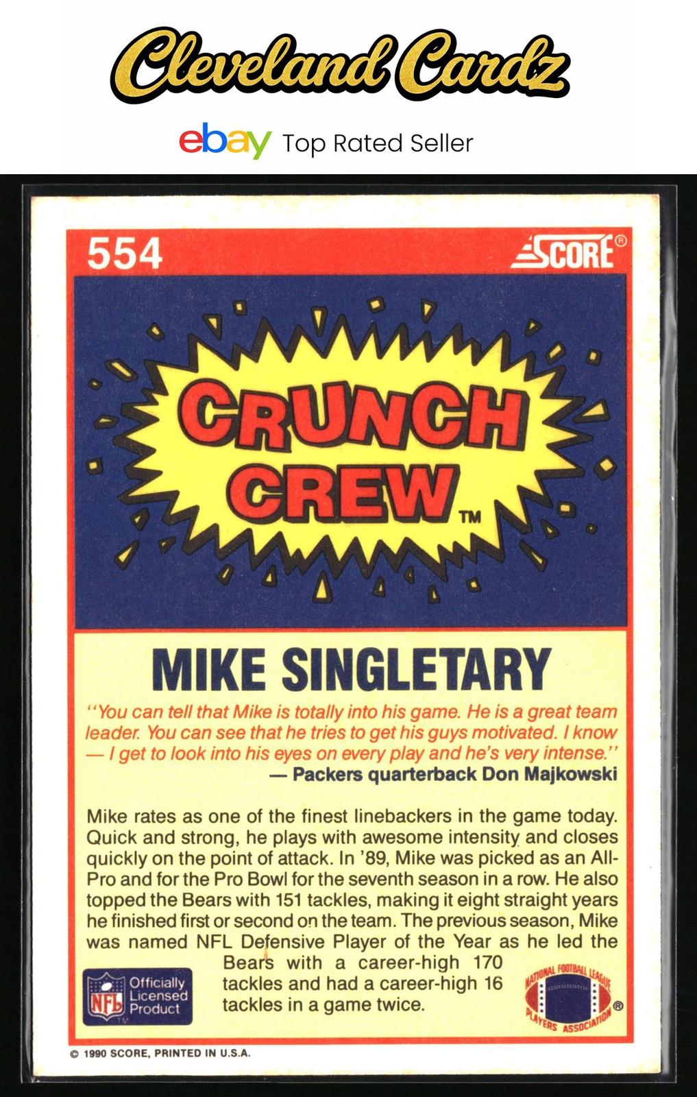 1990 Score #554 Mike Singletary