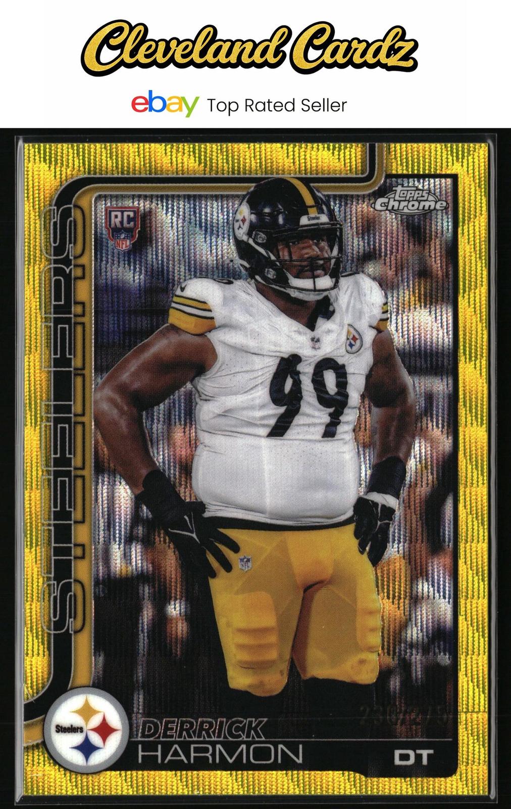 2025 Topps Chrome #361 Derrick Harmon Yellow Wave Refractor #/275 COLOR MATCH