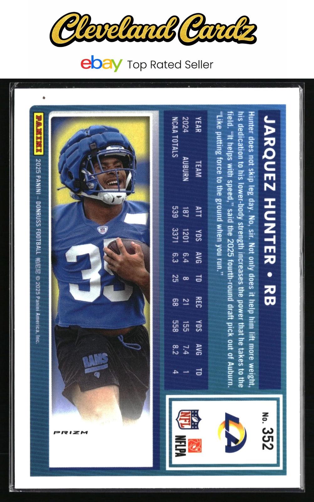 2025 Donruss #352 Jarquez Hunter Optic Rated Rookies Preview Pink