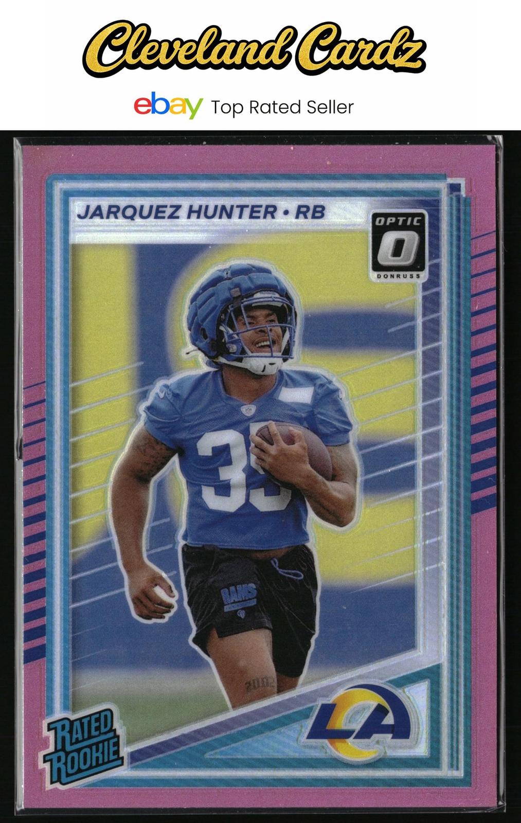 2025 Donruss #352 Jarquez Hunter Optic Rated Rookies Preview Pink
