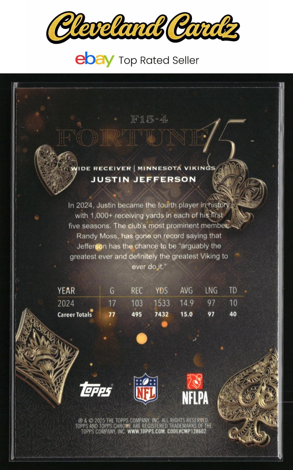 2025 Topps Chrome #F15-4 Justin Jefferson Fortune 15