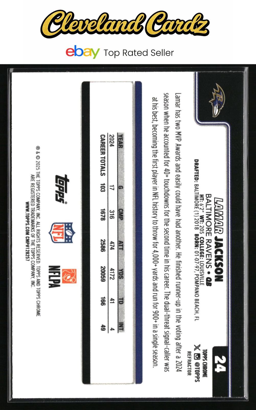 2025 Topps Chrome #24 Lamar Jackson Refractor