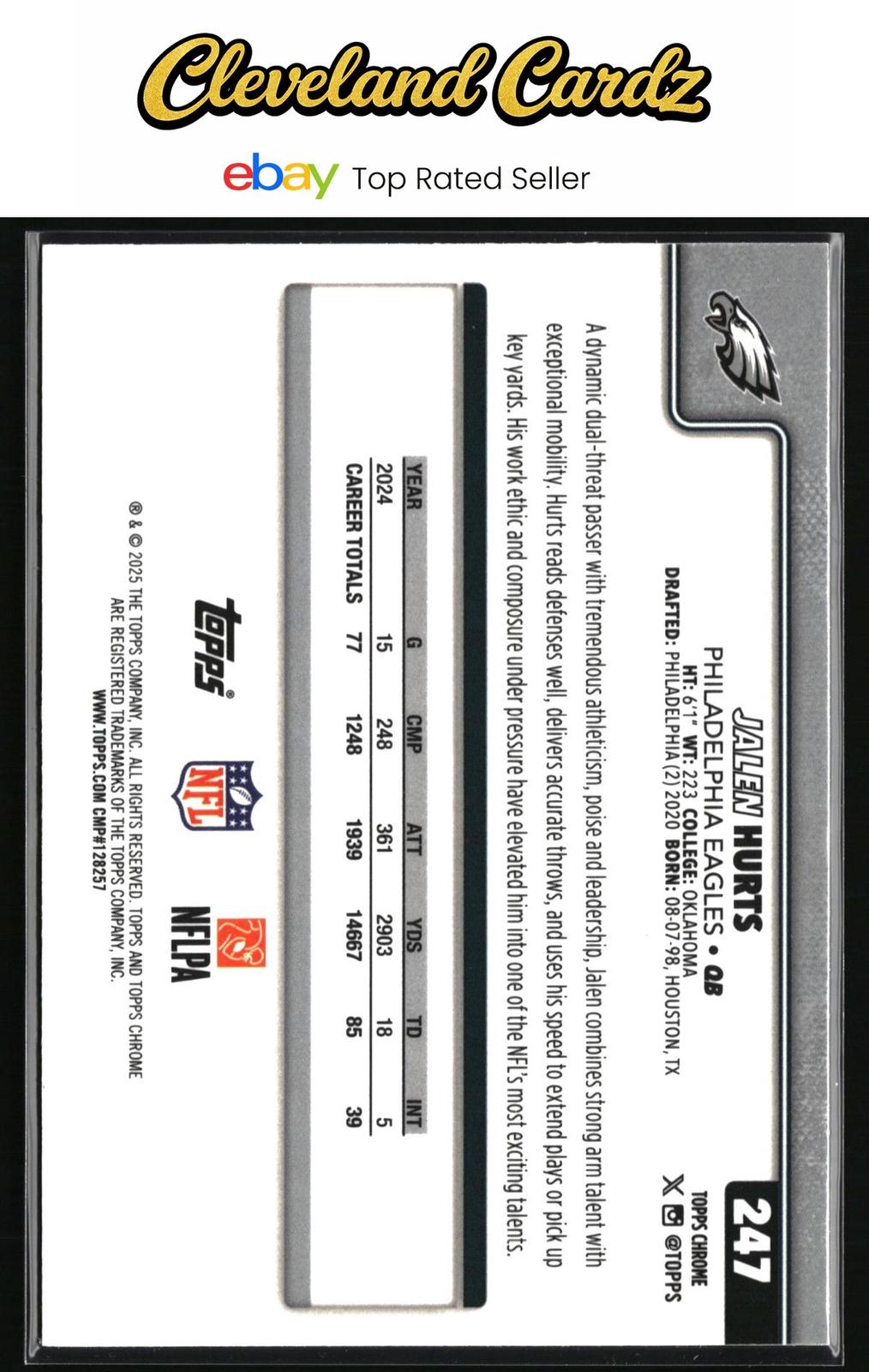 2025 Topps Chrome #247 Jalen Hurts X-Fractor