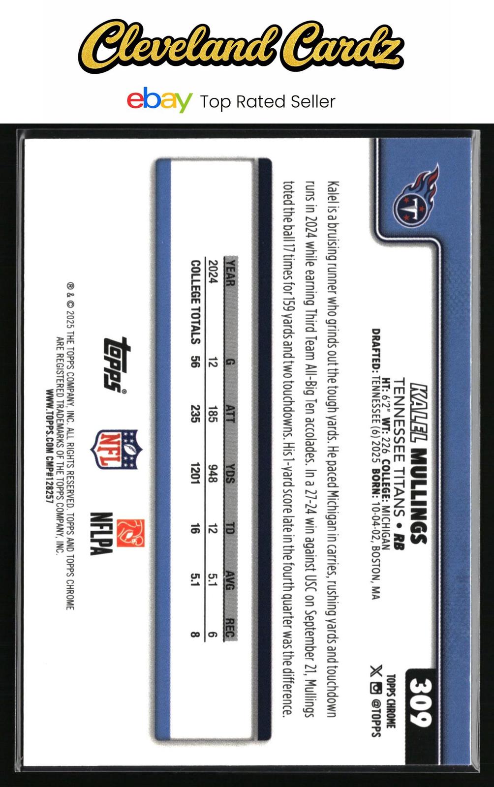 2025 Topps Chrome #309 Kalel Mullings Lime Green X-Fractor