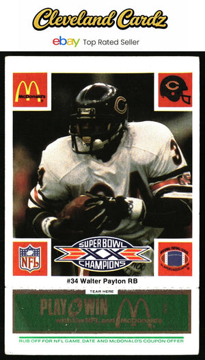 1986 McDonald's Chicago Bears #NNO Walter Payton FGP - Week 4 Green Tab