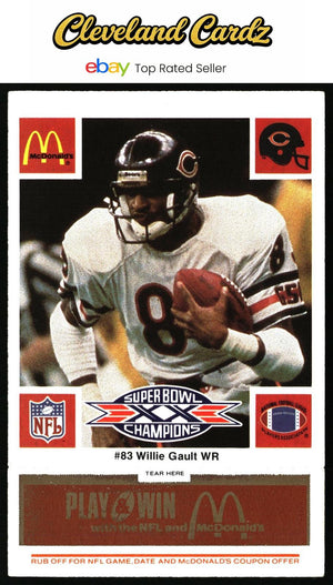 1986 McDonald's Chicago Bears #NNO Willie Gault FGP - Week 3 Gold/Orange Tab