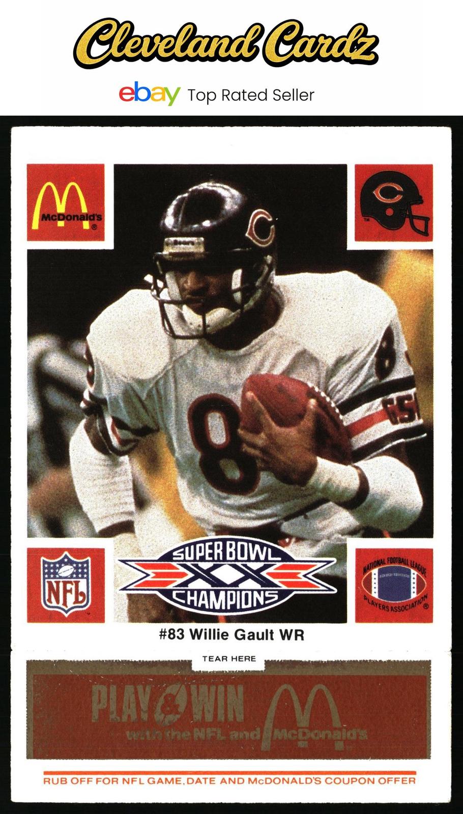 1986 McDonald's Chicago Bears #NNO Willie Gault FGP - Week 3 Gold/Orange Tab