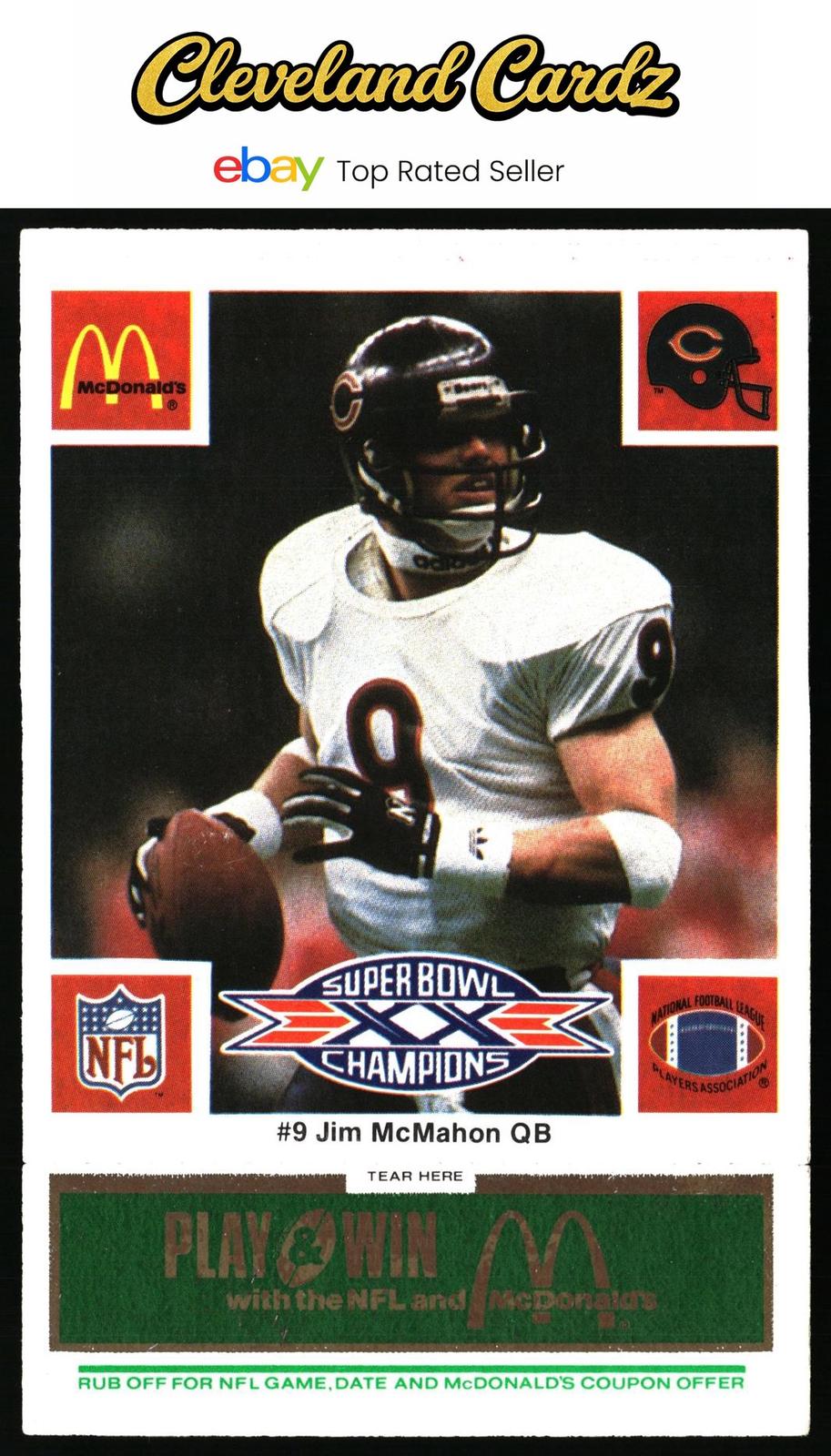 1986 McDonald's Chicago Bears #NNO Jim McMahon FGP - Week 4 Green Tab