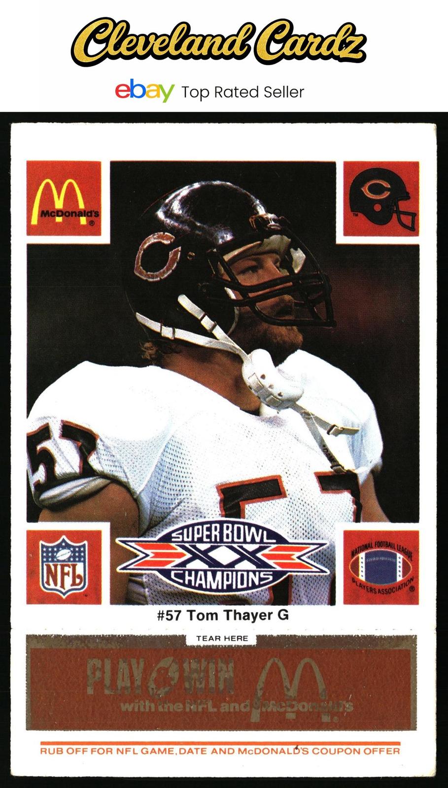 1986 McDonald's Chicago Bears #NNO Tom Thayer FGP - Week 3 Gold/Orange Tab