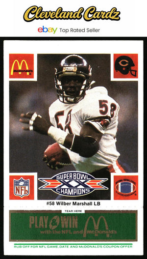 1986 McDonald's Chicago Bears #NNO Wilber Marshall FGP - Week 4 Green Tab