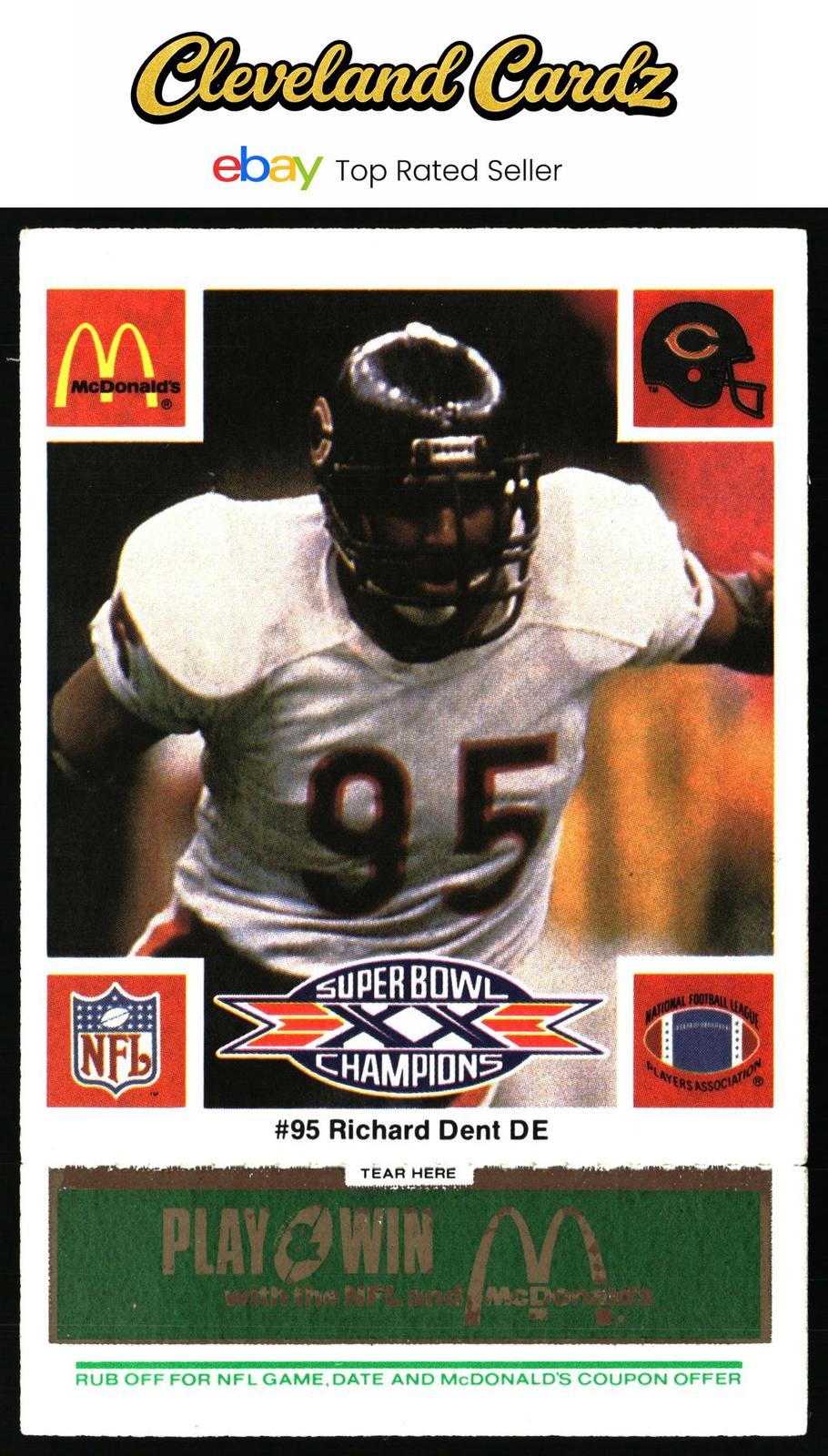 1986 McDonald's Chicago Bears #NNO Richard Dent FGP - Week 4 Green Tab