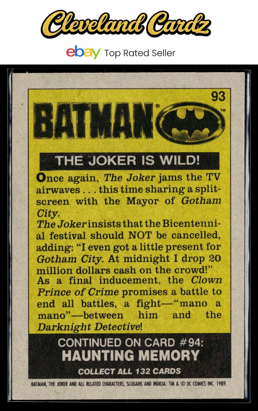 1989 Topps Batman #93 The Joker is Wild!