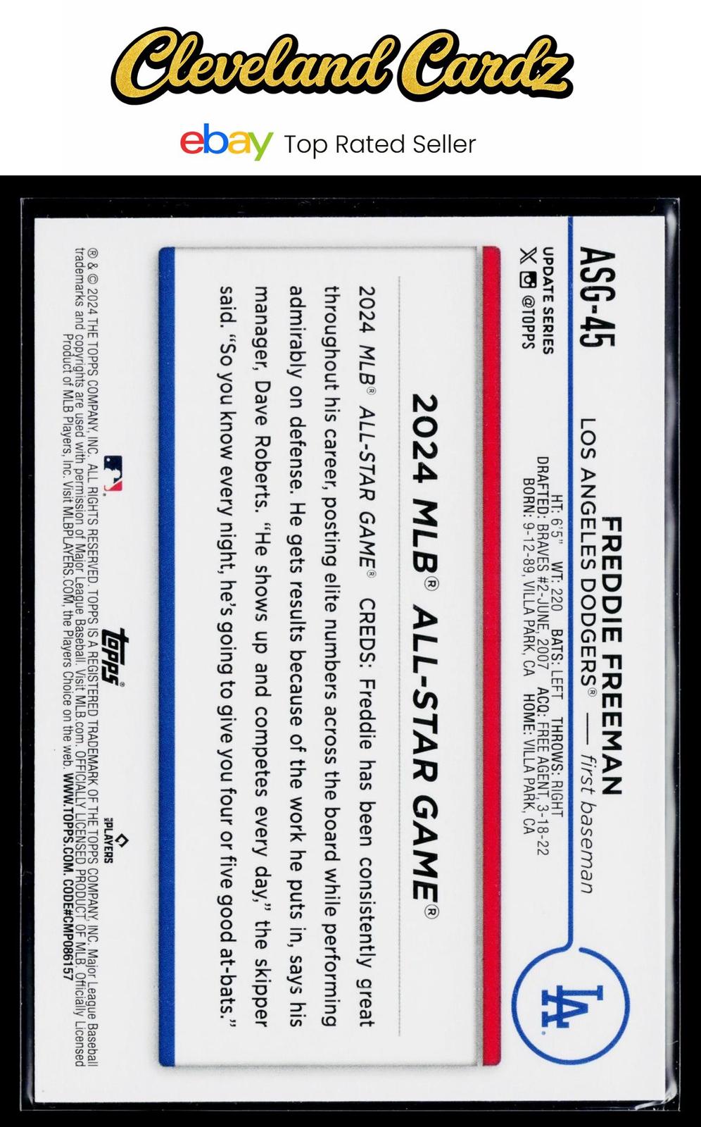2024 Topps Update #ASG-45 Freddie Freeman 2024 All-Star Game