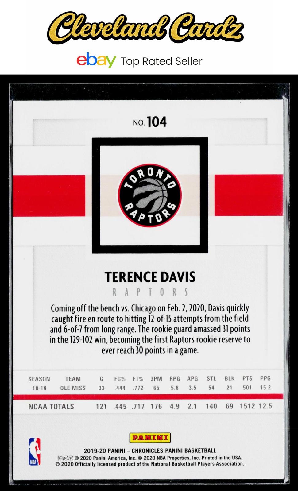 2019-20 Panini Chronicles #104 Terence Davis Green