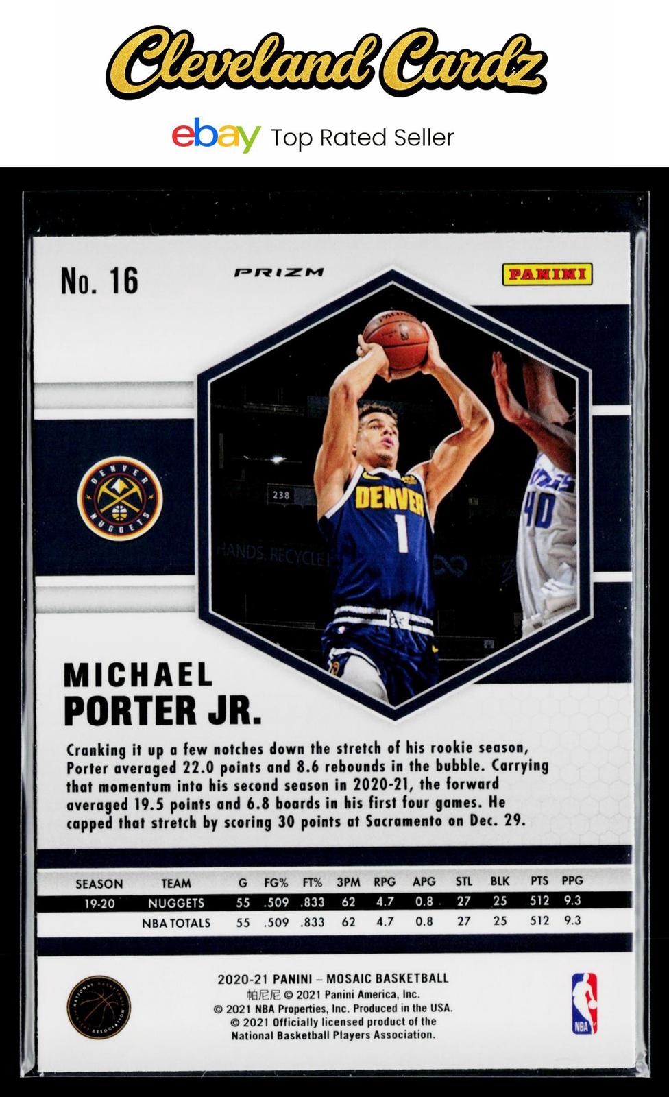 2020-21 Panini Mosaic #16 Michael Porter Jr. Mosaic Red