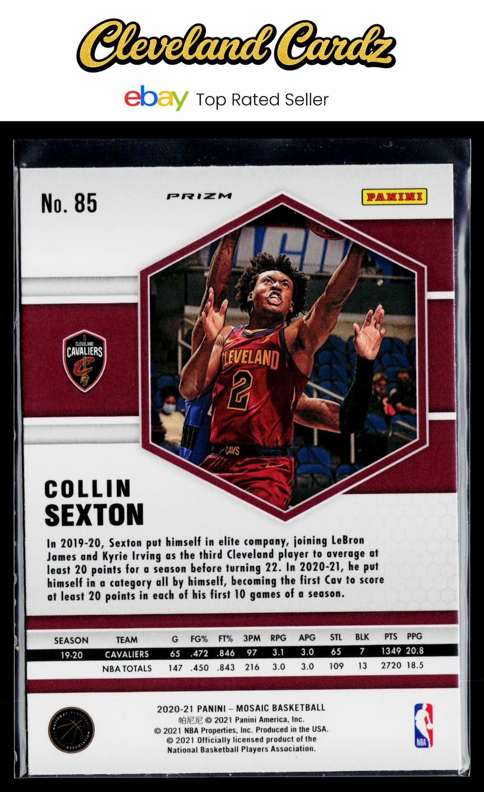 2020-21 Panini Mosaic #85 Collin Sexton Mosaic Fast Break Silver