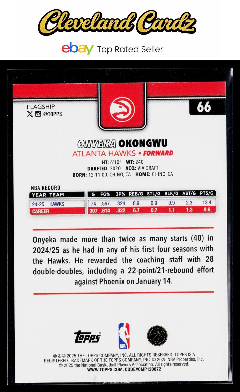 2025-26 Topps #66 Onyeka Okongwu Crackleboard