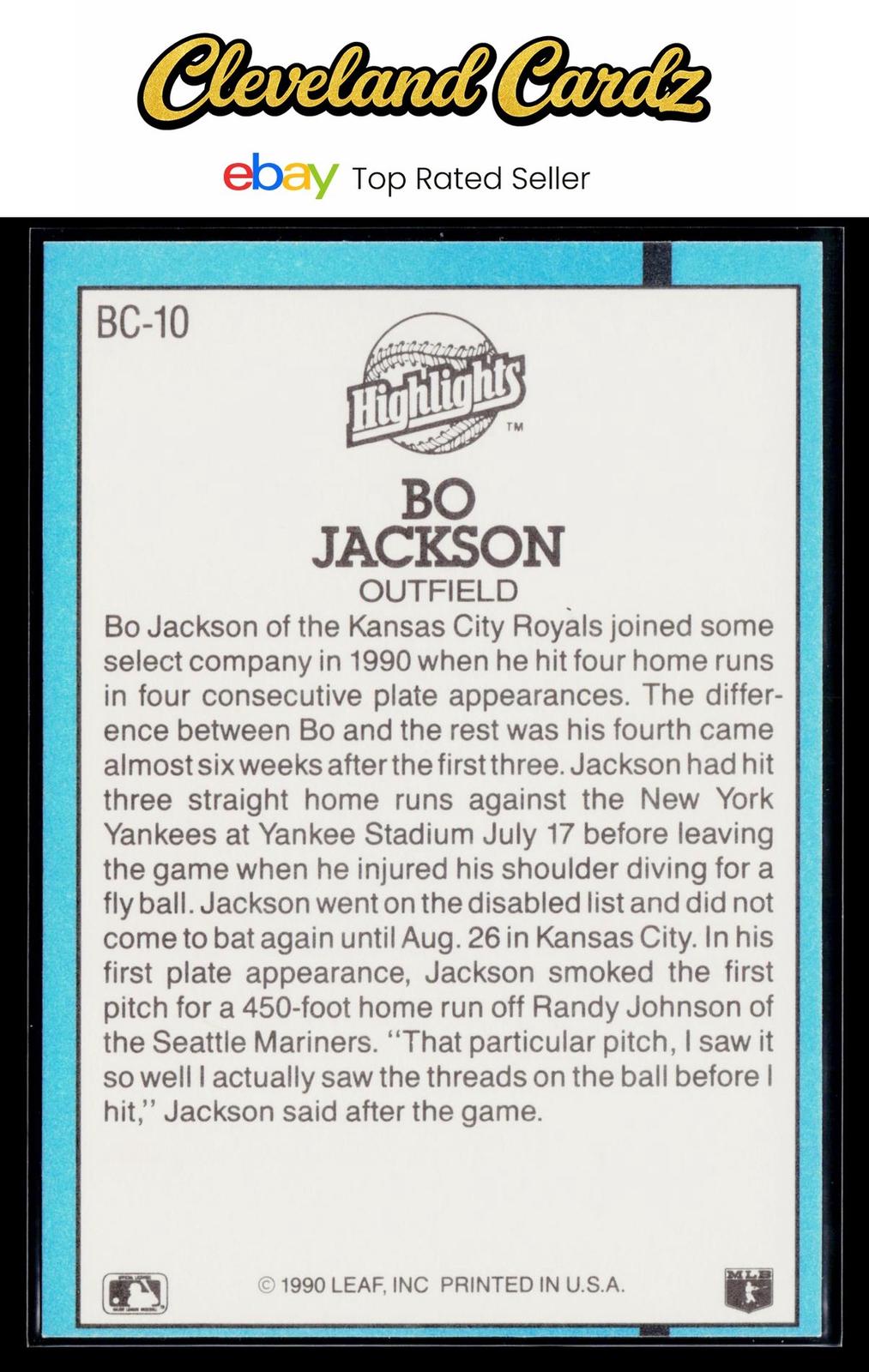 1991 Donruss #BC-10 Bo Jackson Bonus Cards