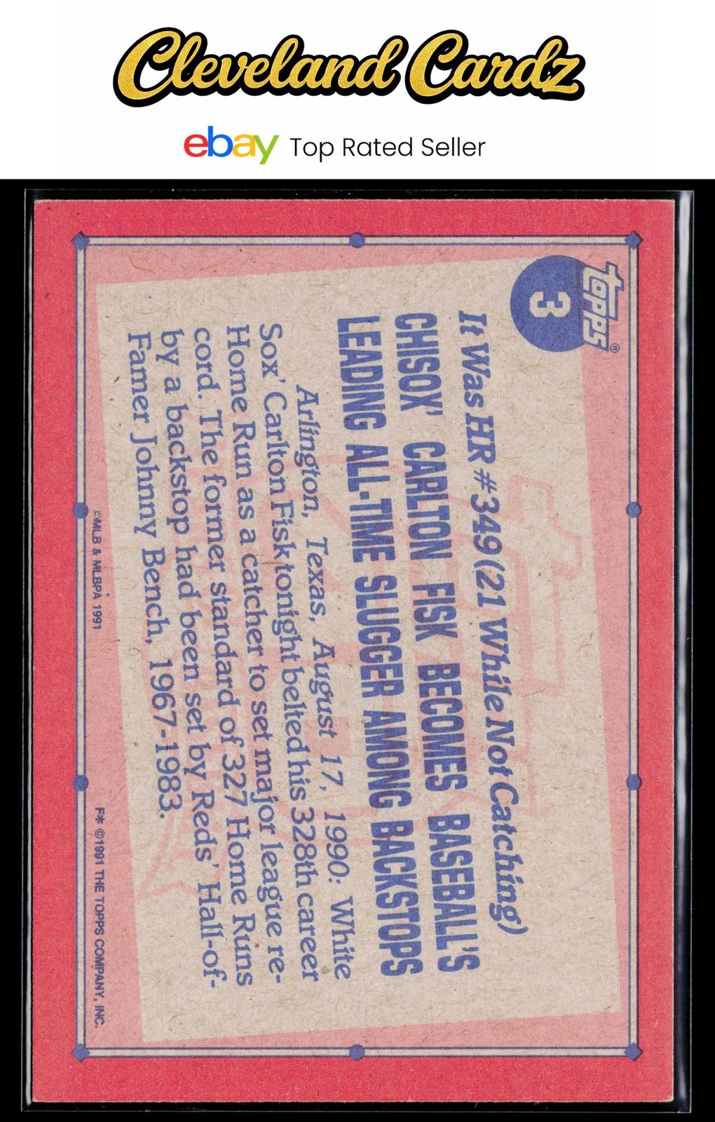 1991 Topps #3 Carlton Fisk