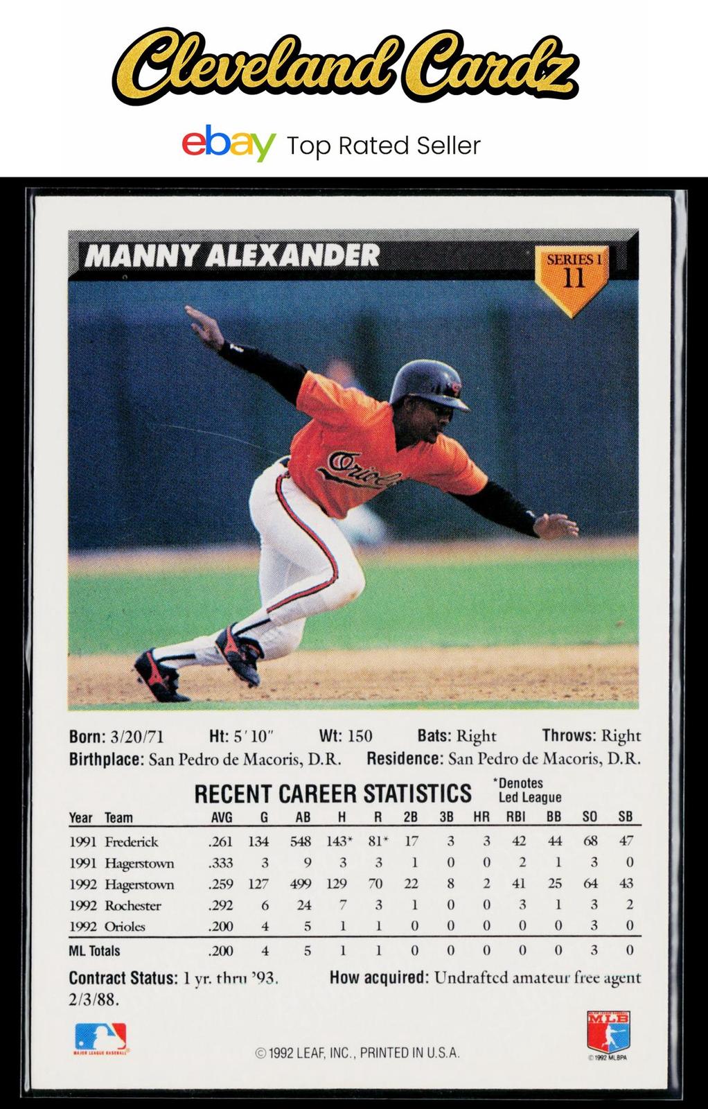 1993 Donruss #11 Manny Alexander