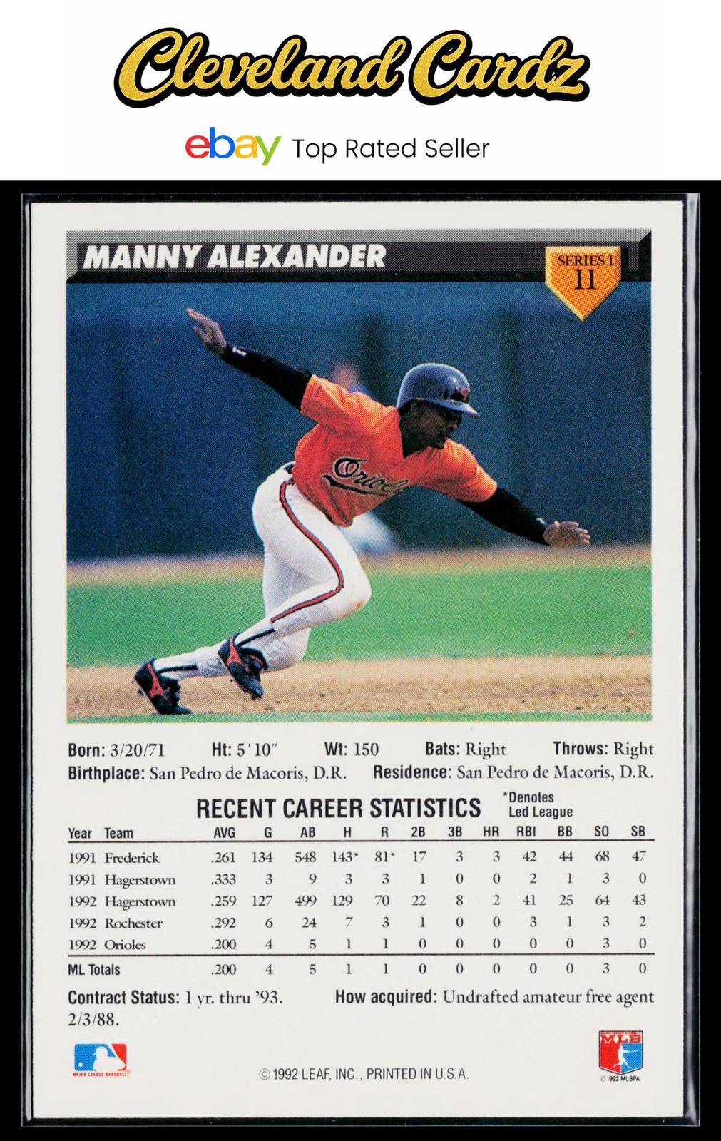 1993 Donruss #11 Manny Alexander
