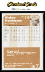 1983 Fleer #519 Rickey Henderson