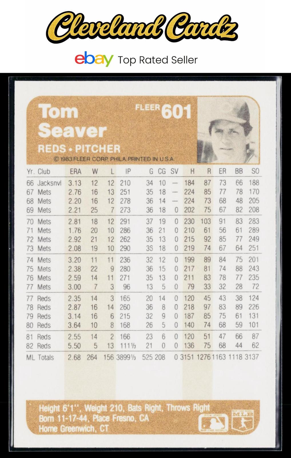 1983 Fleer #601 Tom Seaver