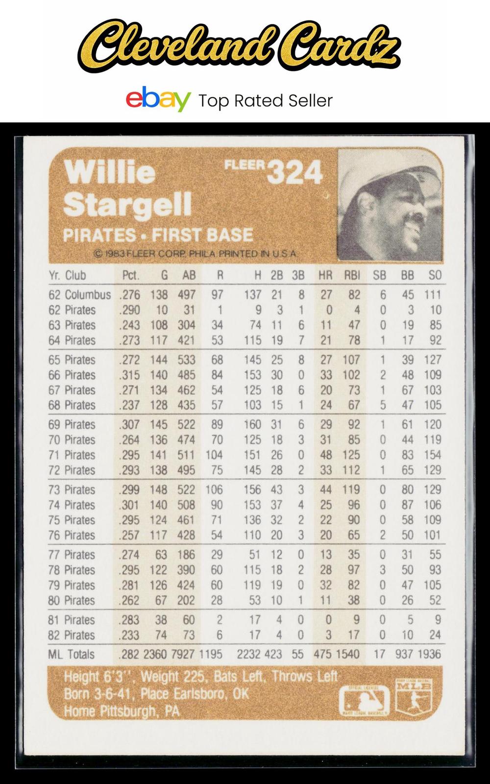 1983 Fleer #324 Willie Stargell
