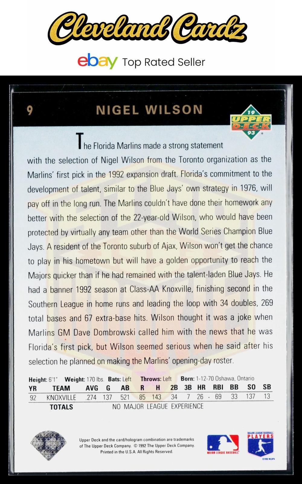 1993 Upper Deck #9 Nigel Wilson