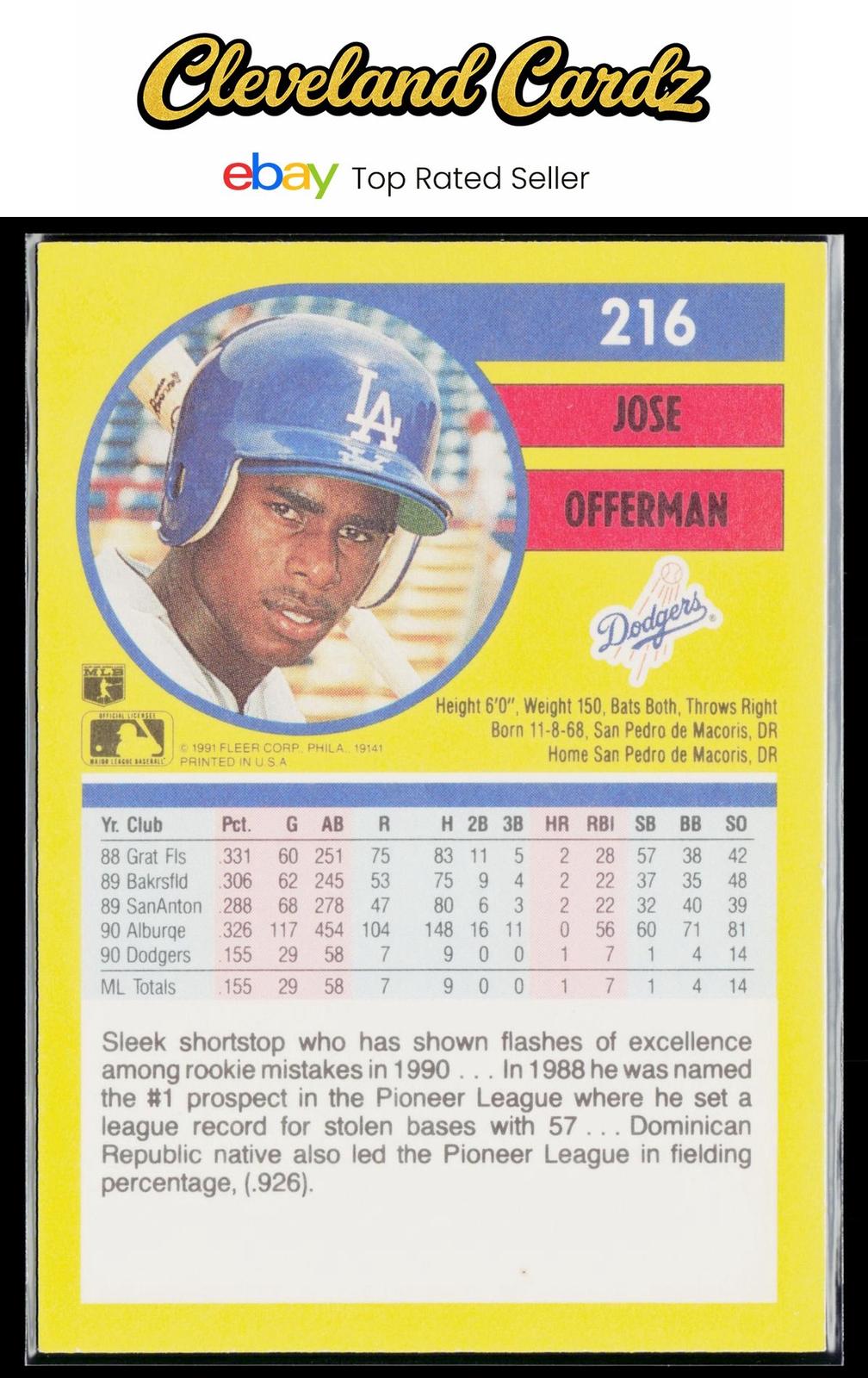 1991 Fleer #216 Jose Offerman