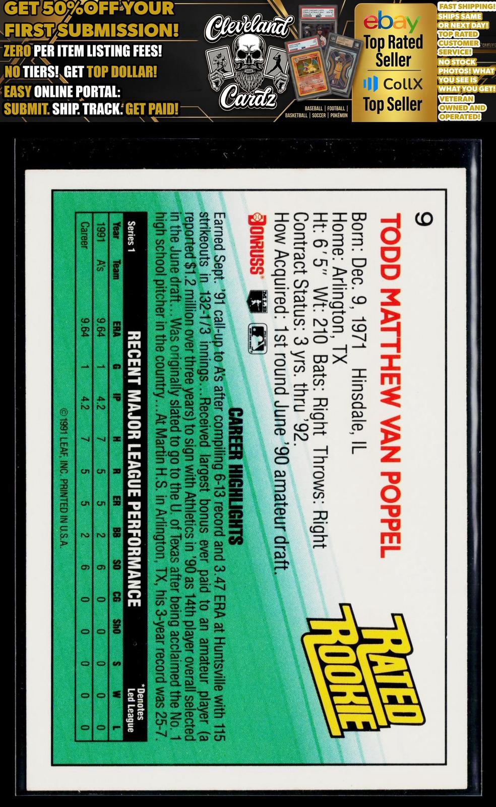 1992 Donruss #9 Todd Van Poppel