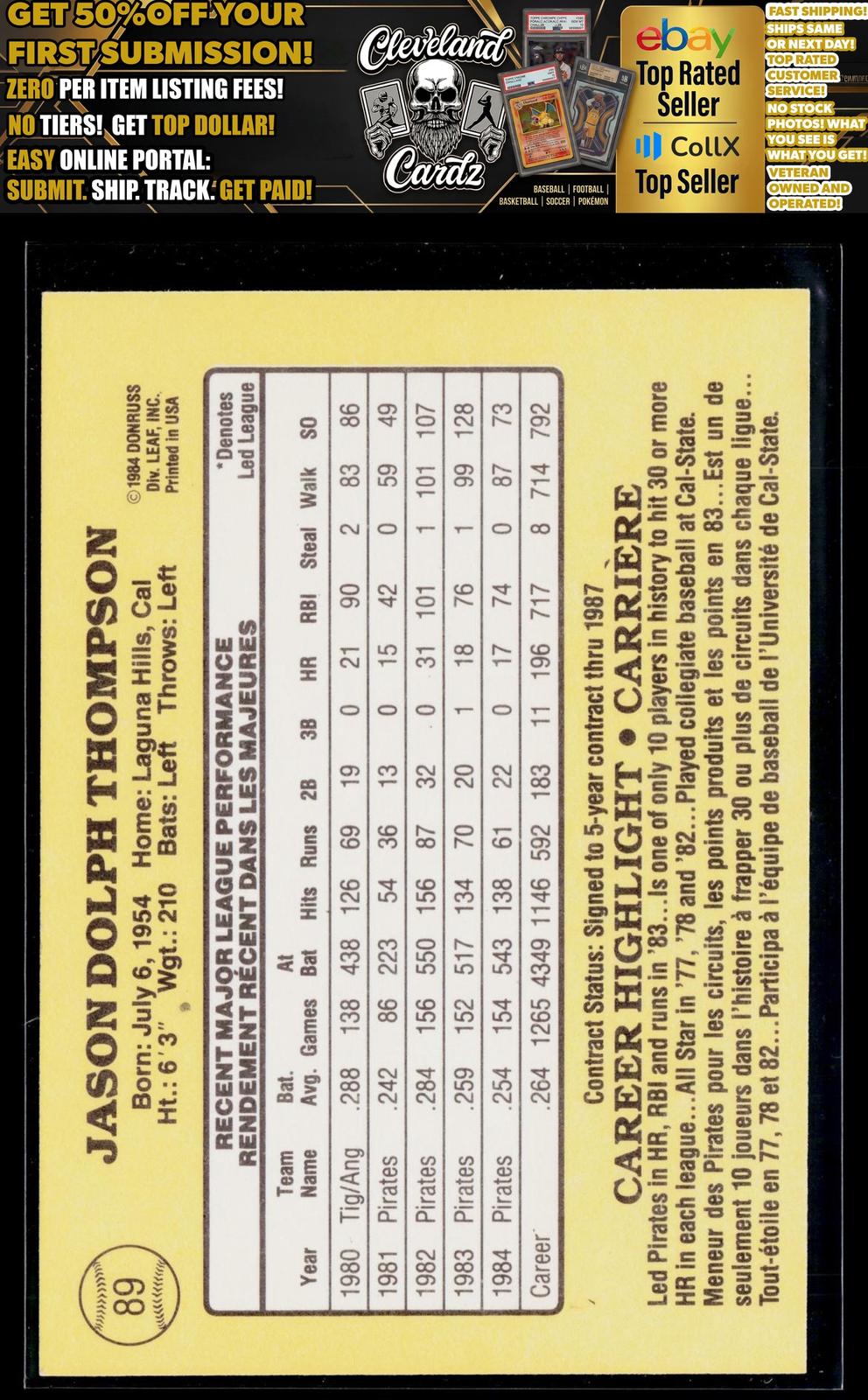 1985 Leaf #89 Jason Thompson