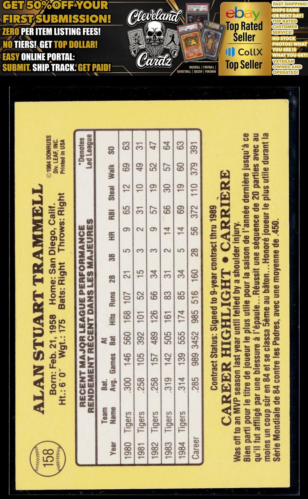 1985 Leaf #158 Alan Trammell