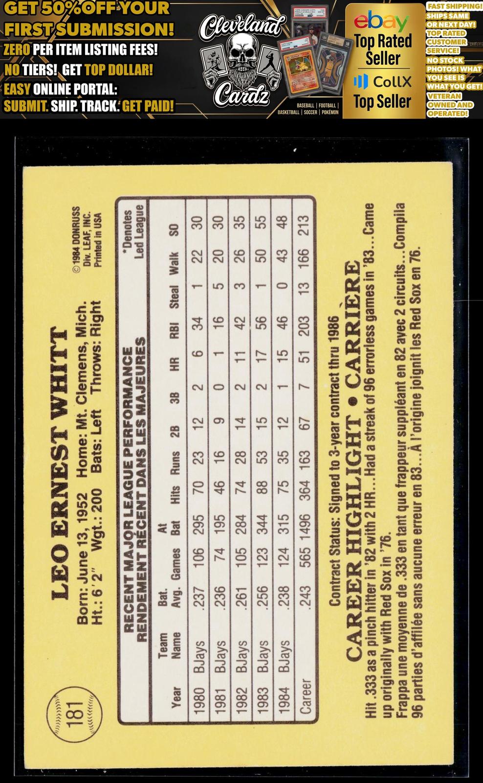 1985 Leaf #181 Ernie Whitt