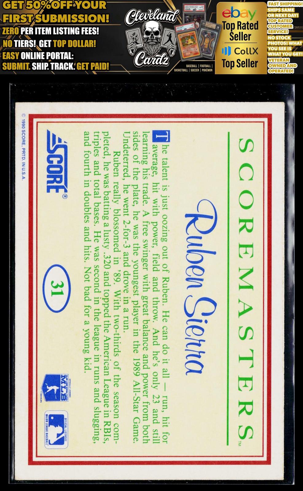1989 Score Scoremasters #31 Ruben Sierra
