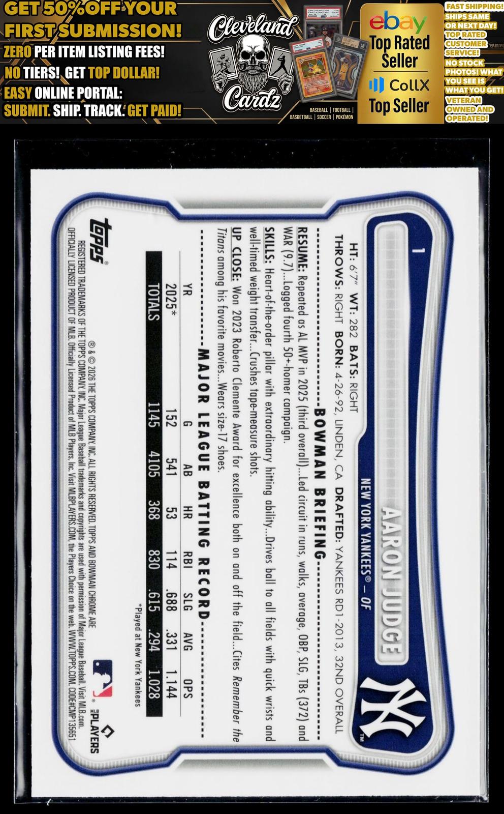 2026 Bowman #1 Aaron Judge Chrome Mojo Refractor