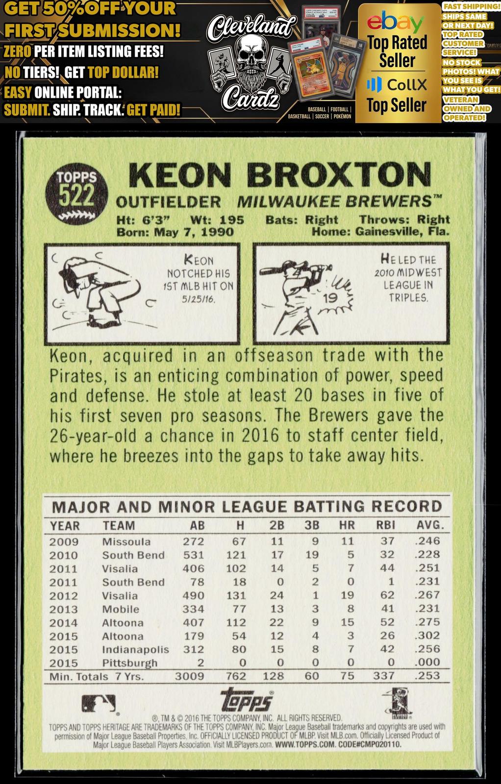 2016 Topps Heritage #522 Keon Broxton