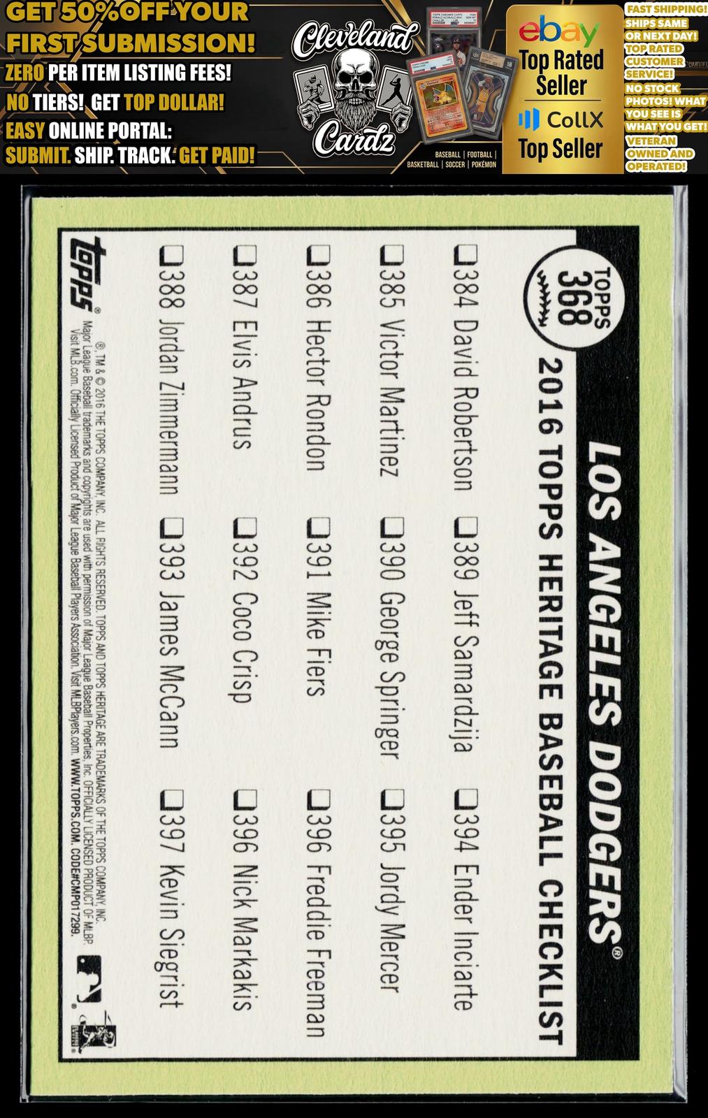 2016 Topps Heritage #368 Los Angeles Dodgers