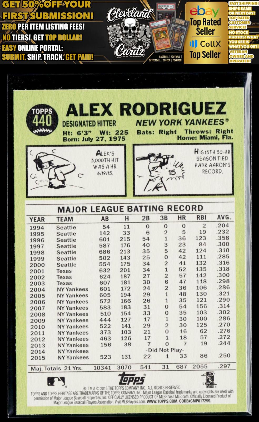 2016 Topps Heritage #440 Alex Rodriguez